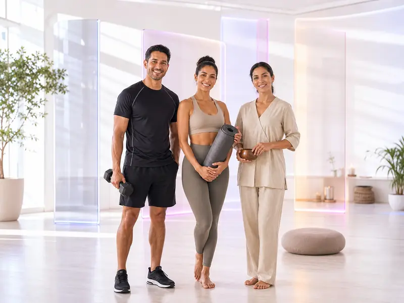 Bienestar, movimiento y cuidado personal. Haz visible tu método, tu estilo y la experiencia que ofreces. Entrenador personal, instructora de yoga y profesional de bienestar